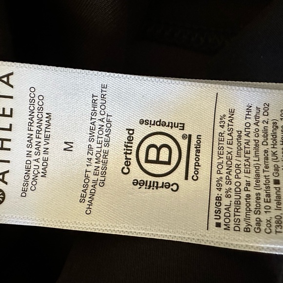 Athleta Seasoft 1/4 zip Sweatshirt Black Pullover Ladies size M - Picture 6 of 7